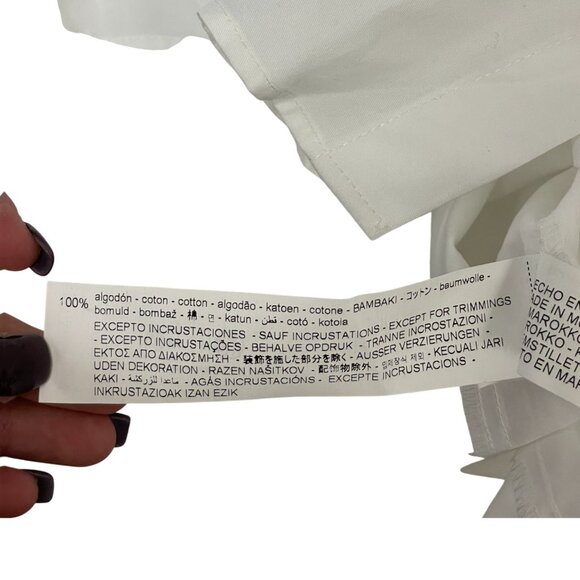 Zara Womens Shirt Blouse S Small White Button Up Beaded Poplin 8527/909 NWT - Picture 13 of 16